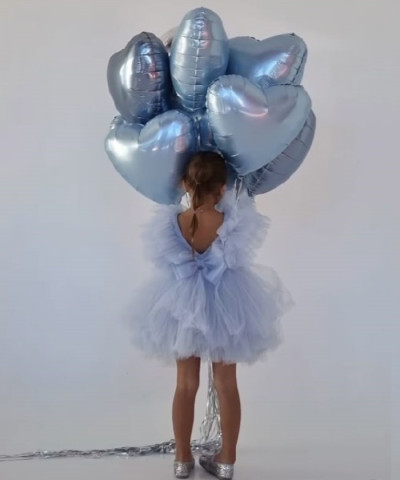 Шар фольга Сердце 18" голубой металл