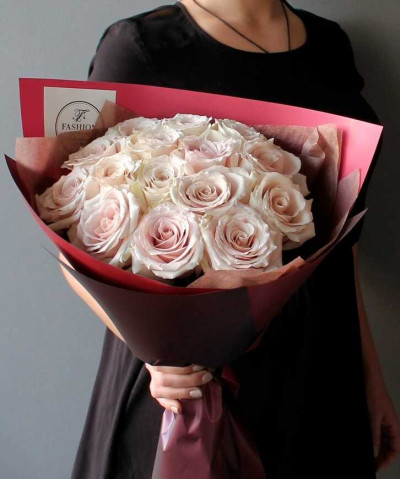 15 кремовых роз Квиксенд №2774