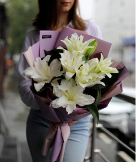 3 королевские белые махровые лилии Роузлили №2556