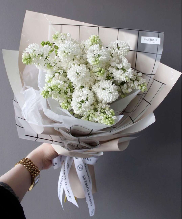 3 ветки белой сирени Мадам Флорент №3148