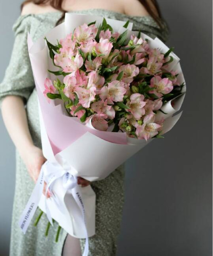 9 розовых альстромерий Дубай №7633