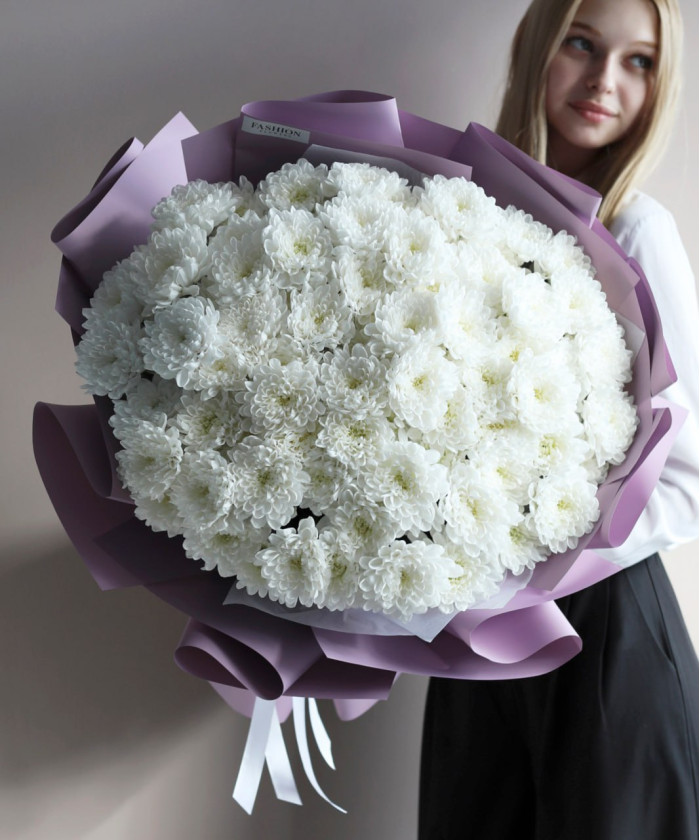 15 белых кружевных хризантем Алтай №4545