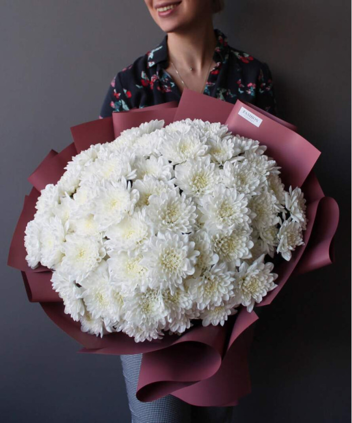 15 белых кустовых хризантем Алтай №2674