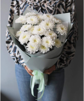 3 кустовые белые хризантемы Алтай №6235