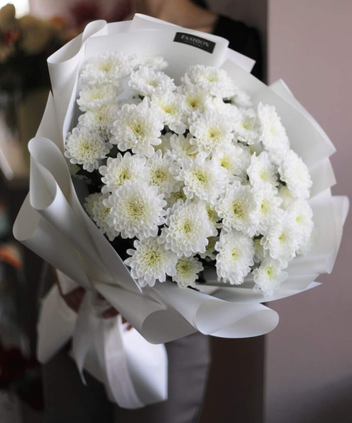 9 белых кружевных хризантем Алтай №2231