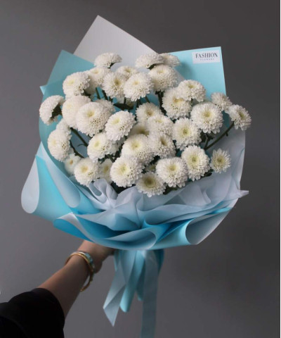 5 кустовых белых хризантем Коконат №3633