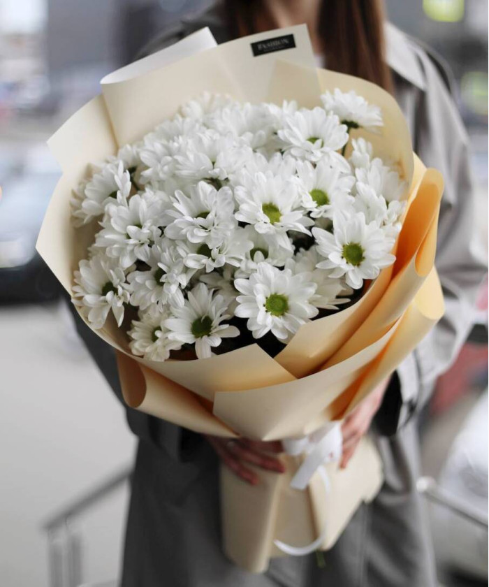 7 ромашковых белых хризантем Кеннеди №3121