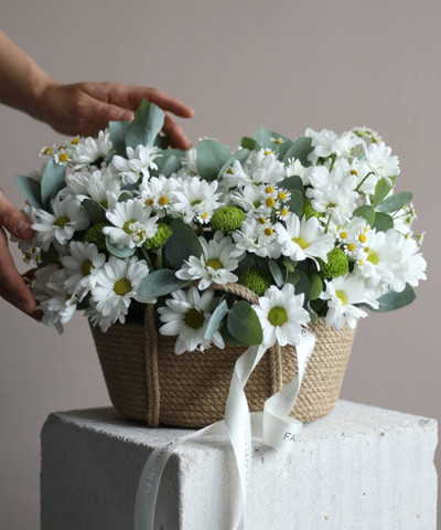 Ромашки в корзине "Амелия" №3325
