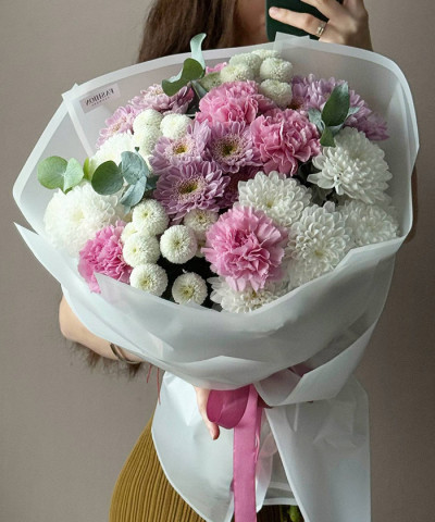"Флоренция" букет с розовыми хризантемами №6538