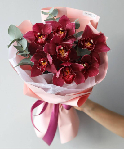 Орхидея Цимбидиум в букете "Роксетт" №6780