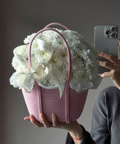 "Пломбир" Сумочка с белой хризантемой Алтай №6561