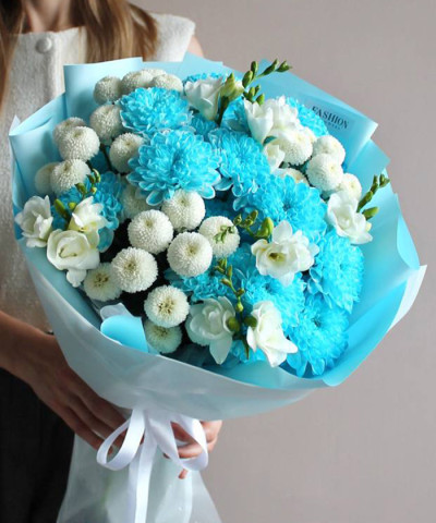 "Чистое небо" букет с белоснежной фрезией №4524