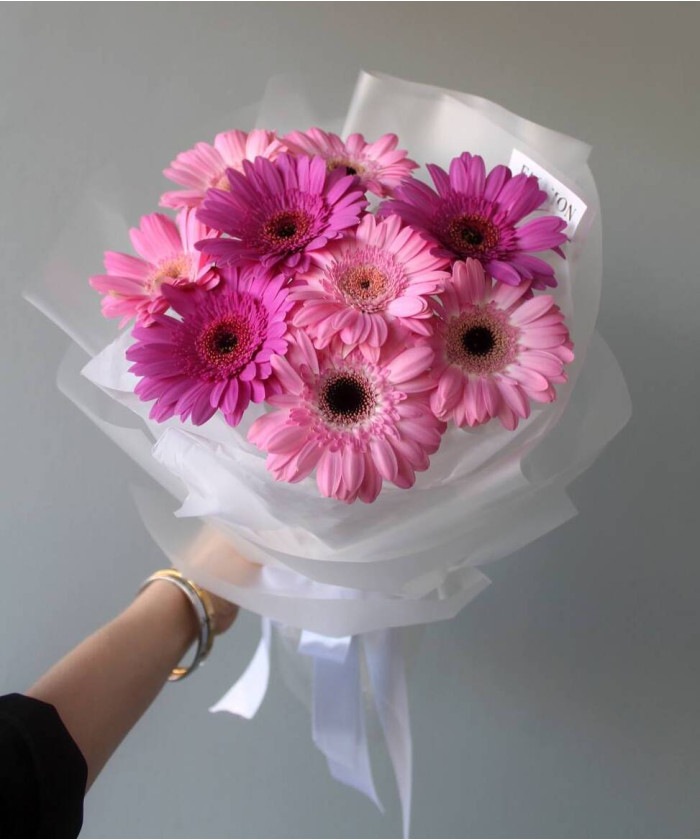 9 розовых гермини Свит №3987