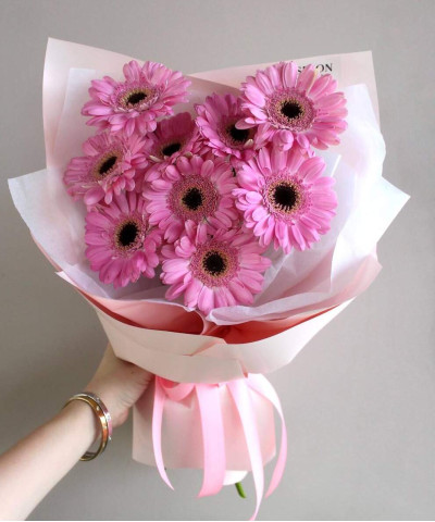 9 розовых гермини Бентли №5057