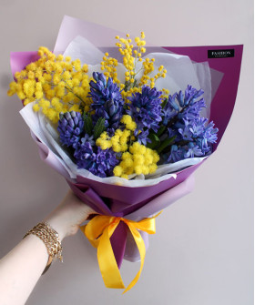 Мимоза и весенние гиацинты Дельф блю №6832