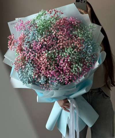 25 гипсофилы Рейнбоу в большом букете №3651