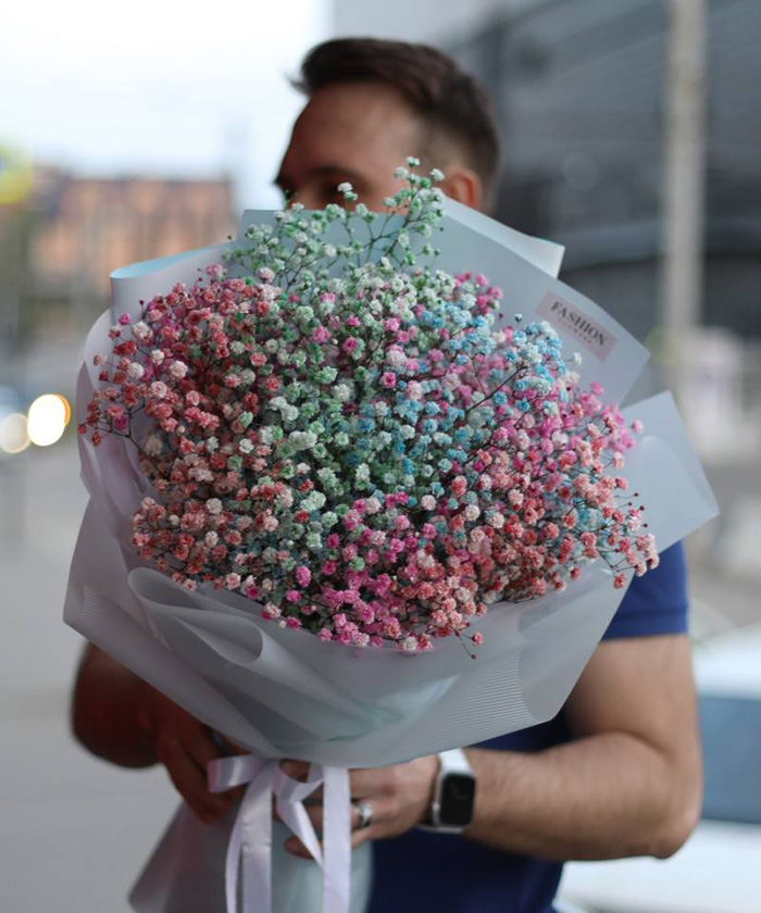 7 веток гипсофилы Рейнбоу №4466