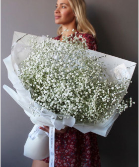 9 белой гипсофилы в букете "Эльбрус" №2950