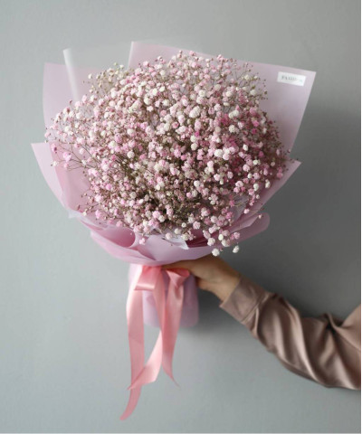 5 розовой гипсофилы в букете "Облачко из розовой гипсофилы" №6388