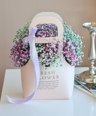 Сумочка с гипсофилой рейнбоу №3482