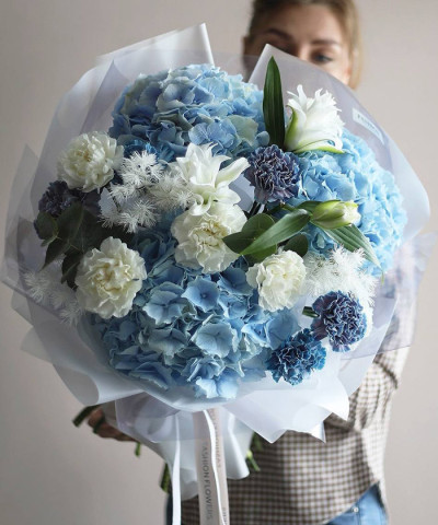 "Байкальские волны" букет с гортензией №5693