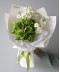 Зелёная гортензия с белой маттиолой в букете "Гринсо" №8415