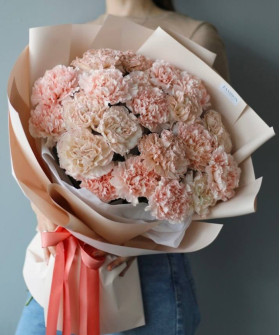 21 кремовый диантус в букете "Ты очаровательна" №6470