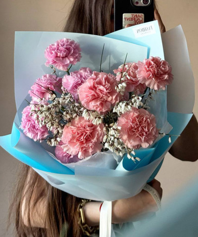 "Красивой весны!" букет из диантусов и генисты №5662