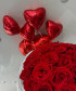 Комбо-набор из красных роз и больших шаров-сердец №9898