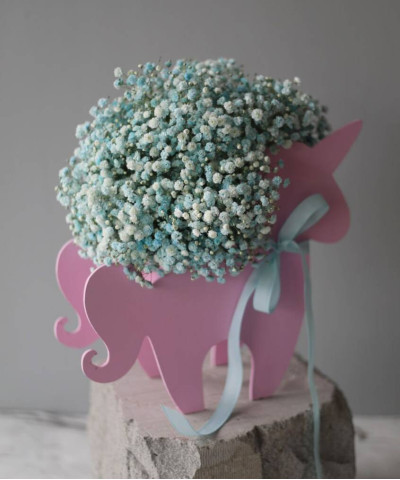 Единорог с голубой гипсофилой №3224