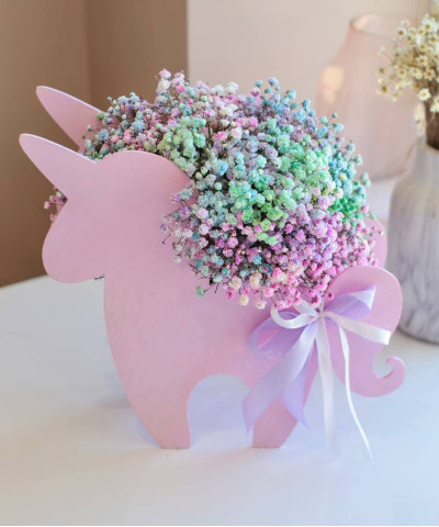 Единорог с радужной гипсофилой Рейнбоу №2338
