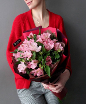 9 розовых альстромерий №2861