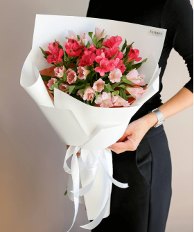 9 розовых альстромерий №2878