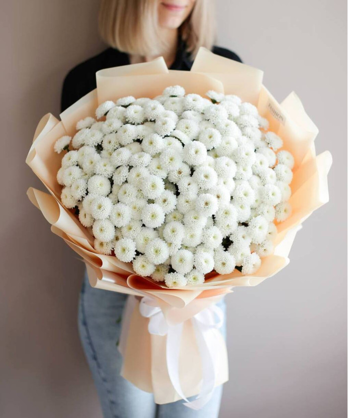 31 белая кустовая хризантема Коконат №2436