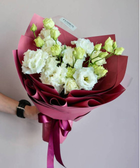 5 веток белой эустомы №3567