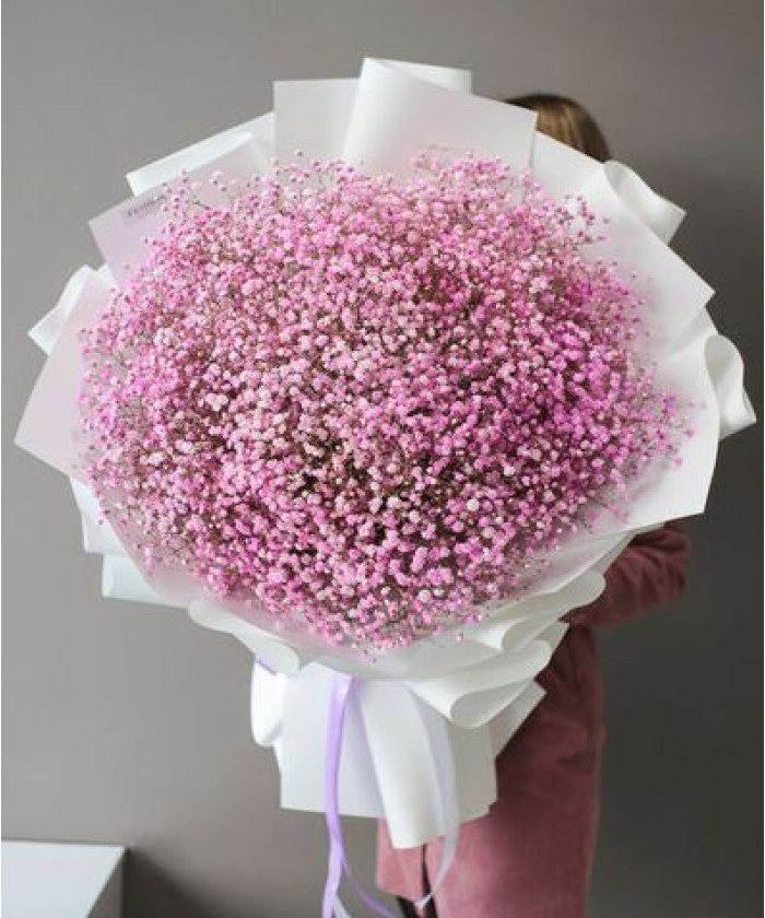 21 розовая гипсофила в букете 