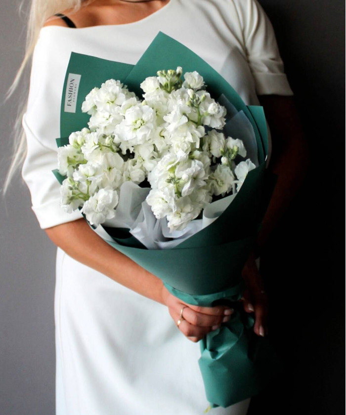 Букет из белоснежной маттиолы 5 шт. №3177