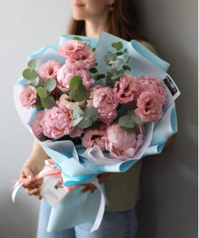 Розовые пионы и эустома с эвкалиптом №5422