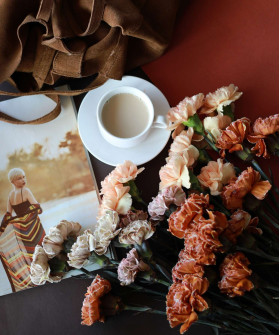 Диантусы крашеные, в коричневых оттенках, поштучно