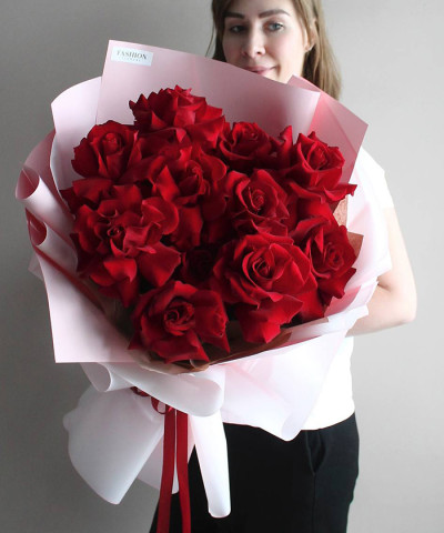 11 французских красных роз Эксплорер №5936