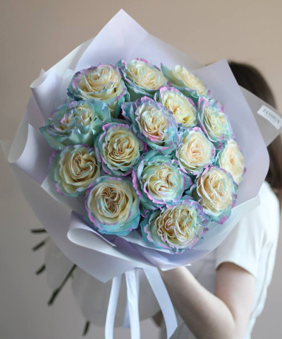 15 роз Тинтед Юникорн "Зефирная сказка" №7679