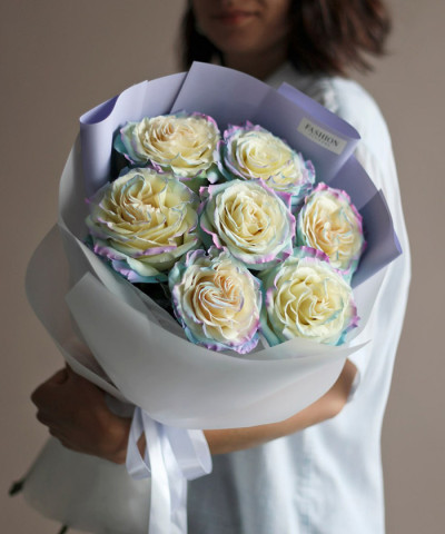 7 акварельных роз Тинтед Юникорн №3533