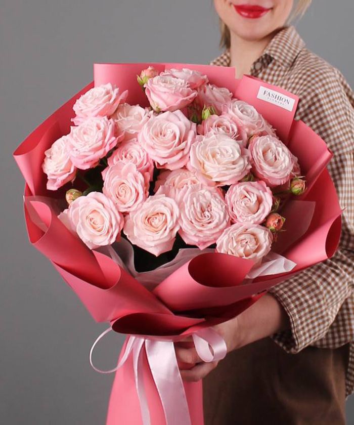 5 розовых кустовых роз Мадам Бомбастик №6528