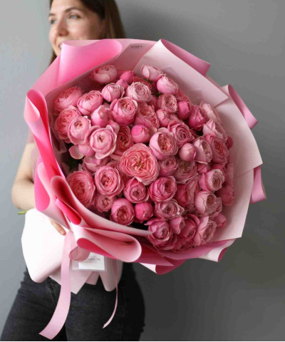 27 розовых кустовых роз Сильва пинк №4802