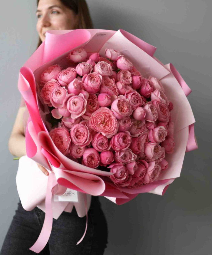 27 розовых кустовых роз Сильва пинк №4802