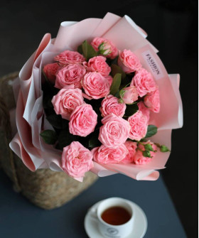 Кустовая роза розовая 3шт. №6742
