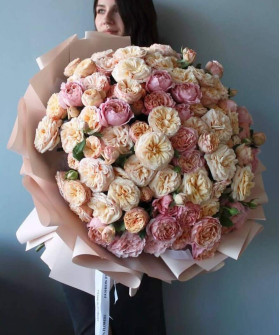 35 роскошных пионовидных роз Джентл трендсеттер и Джульетта №9070