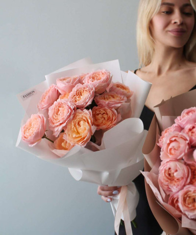 3 пионовидные кустовые розы Джульетта №9542