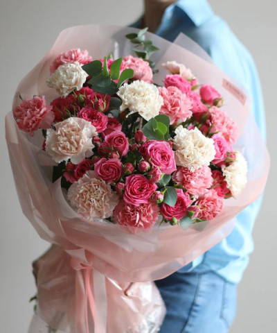 Розовые розы в букете "Всё самое нежное" №2435