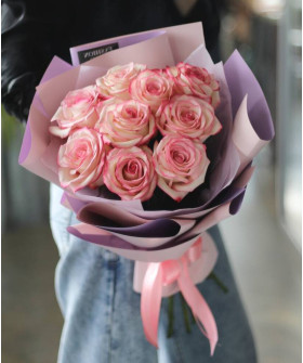 9 розовых роз Палома №8577